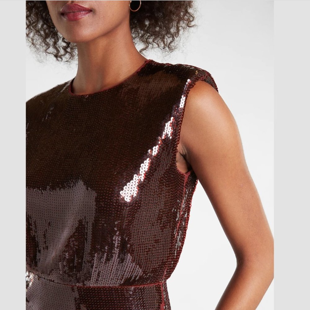 Express Sequin Midi Dress in Bold Red - Picture 4 of 11